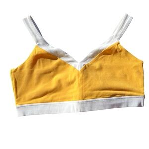 Beyond Yoga Vibrant Yellow and White sports bra crop top